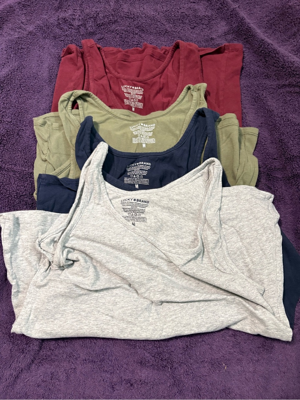 Lucky Brand Tank Top Set in Maroon, Olive, Navy, Gray